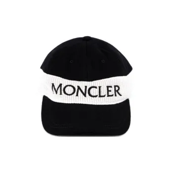 Moncler Cotton Baseball Caps Men's Black/White