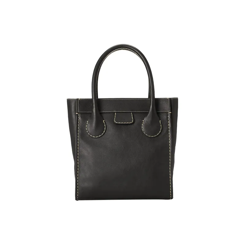 Chloe Cow Leather One Shoulder Handbags Unisex Black-0