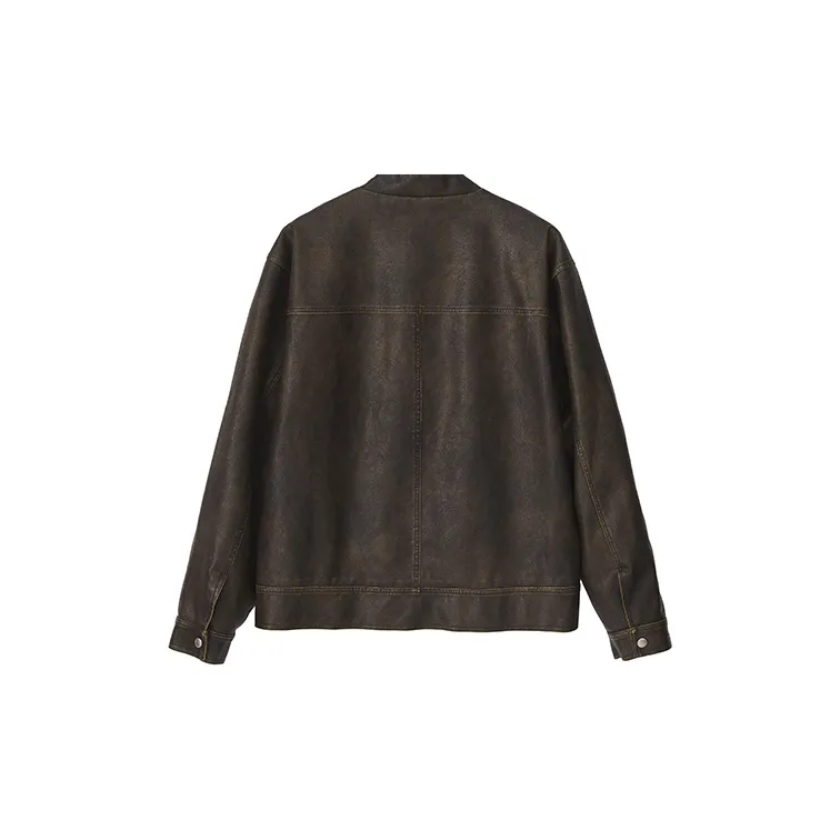 YOSHIYOYI Leather Jacket Unisex Dark Brown-1