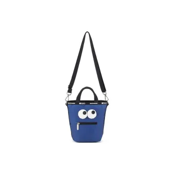 Skechers LeSportsac Poetry Joint Fabric Bucket Bags Shoulder Bag Crossbody Bag Small Size Women's Stool Linen Blue