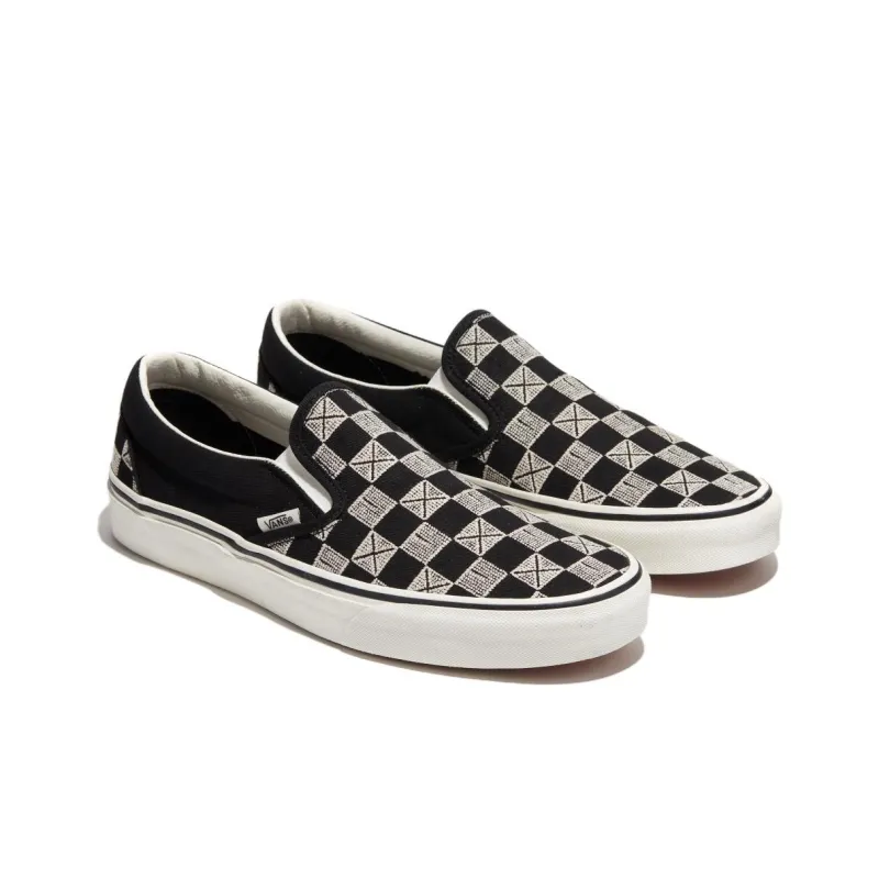 Vans Silp On Classic Stitch Checkerboard 'Grey Black'-2