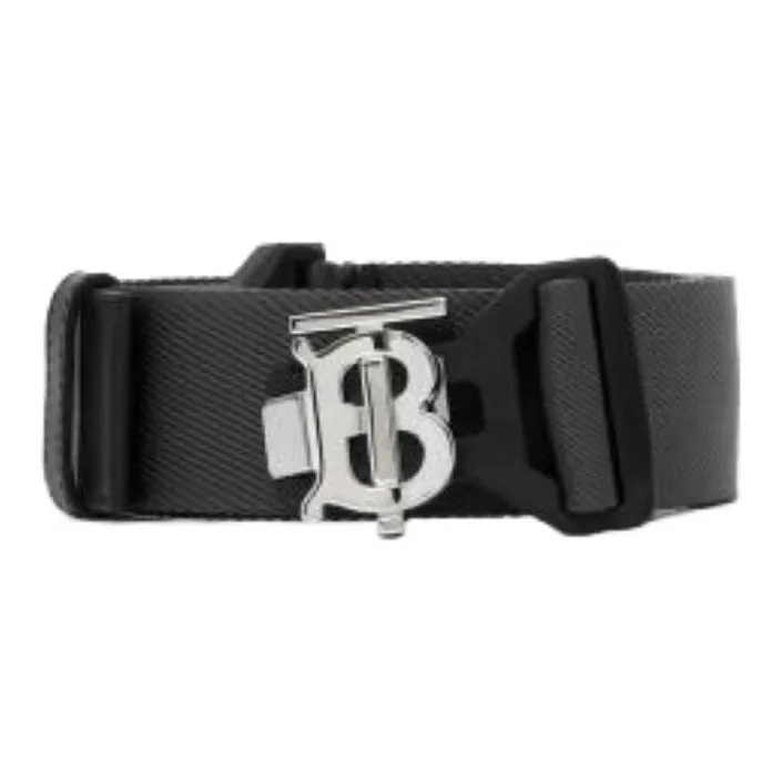 Burberry Polyamide Leather Belts Men's Black Width 4CM-1
