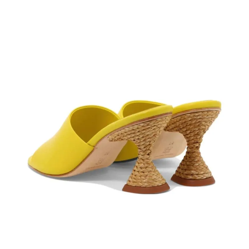 Paloma Barceló Raffia Sculpted Heels Sandals-4