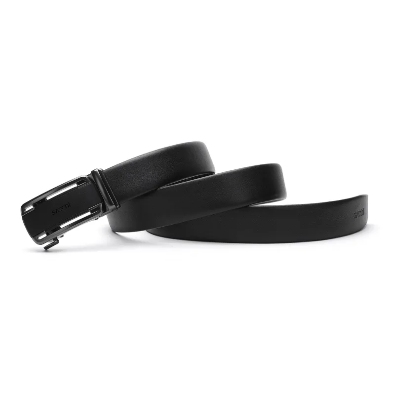 Satchi Sanduo Automatic Buckle Belt Matte Alloy Buckle Cow Leather Leather Belts Men's Black Width 3.55cm-2