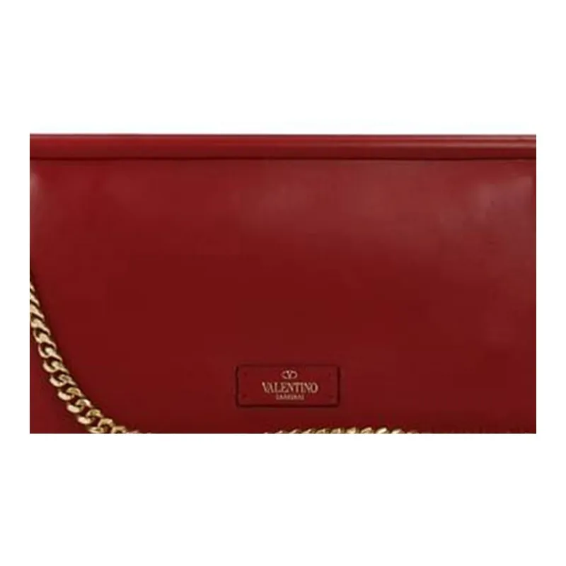 Valentino Leather Clutch Women's Red-4