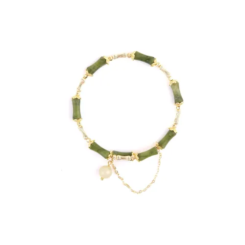Zhen Hu Pavilion Peridot Hetian Jade Bracelets Women's Pale Greenish-White Jade