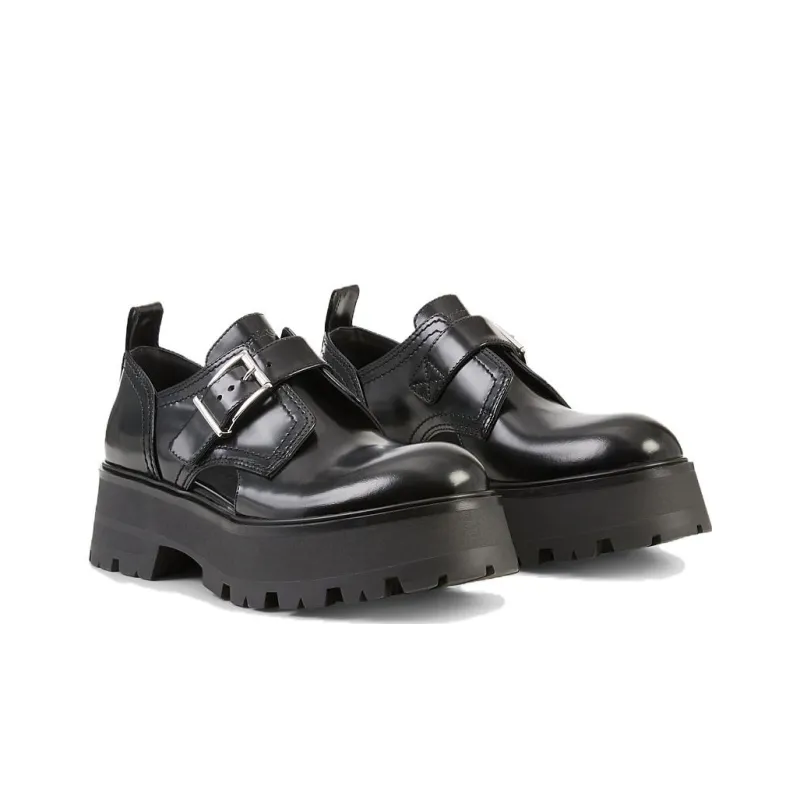 Alexander McQueen Buckle Detailed Loafers 'Black' Women's-1