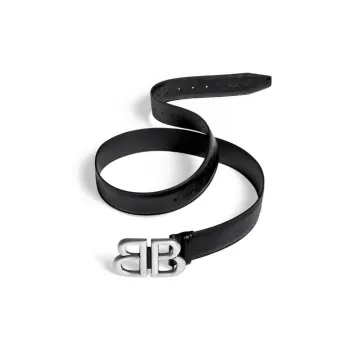 Balenciaga Calfskin Leather Belts Men's Black 