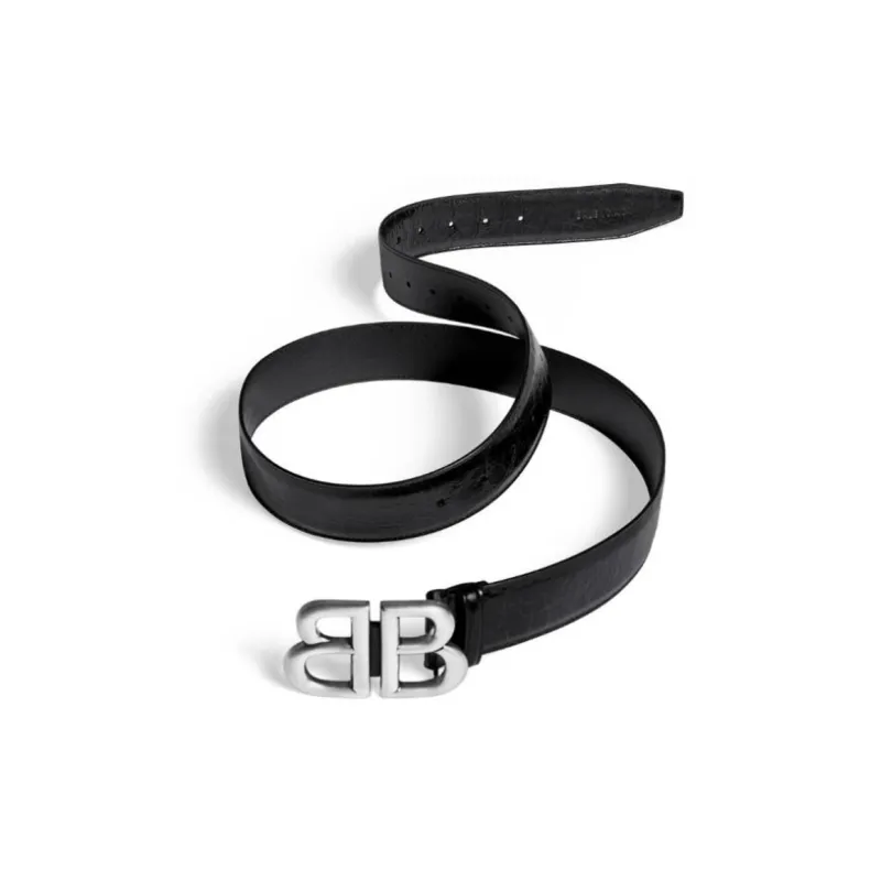 Balenciaga Calfskin Leather Belts Men's Black -0