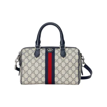 GUCCI Ophidia Canvas With Leather Binding One Shoulder Crossbody Canvas Bag, Handbag Small Size Women's Beige & Blue
