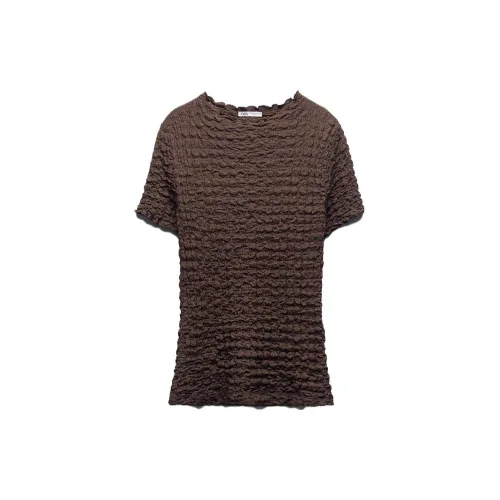 ZARA T-Shirts Women's Brown