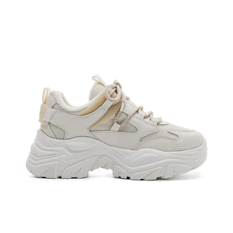 Warrior Thin Cotton Casual Athletic Shoes Thermal Height Increase Low Top Chunky Sneakers Women's Beige Khaki Fleece-2
