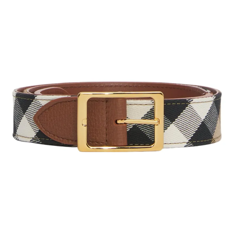 Burberry Logo Identification Leather Belts Women's Brown Width 3CM-0