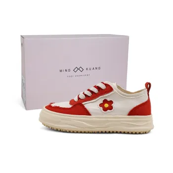 MINGKUANG Canvas Shoes Women's Low Top Red