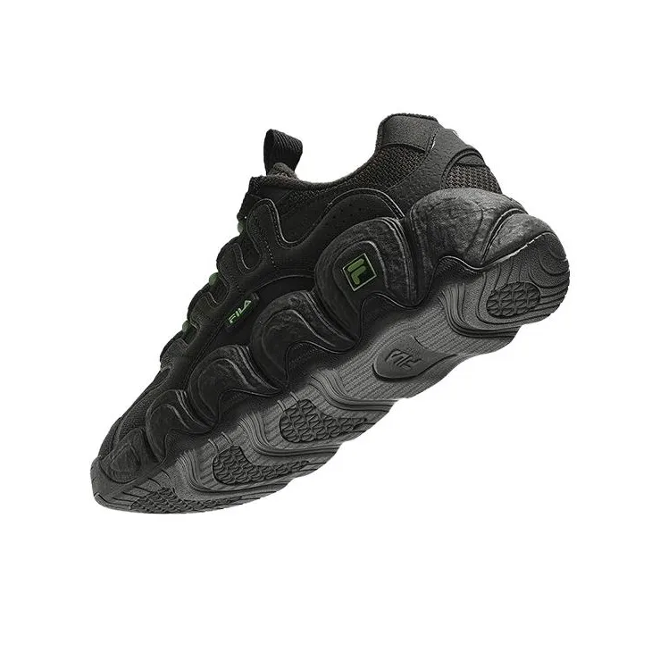 FILA Croissant Cushioned Slip Resistant Low Top Chunky Sneakers Men's Black Fleece Lined-3