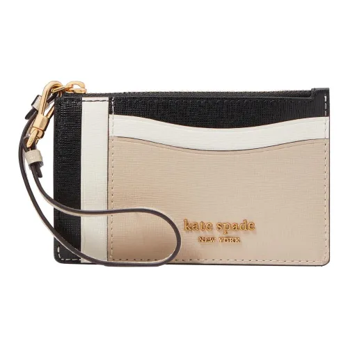 Kate Spade Saffiano Leather Card Clip Card Holder Women's Pottery Black & Multicolor