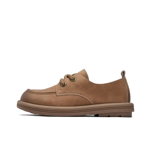JOSINY British Style Small Leather Shoes Loafers 3cm Women's Camel
