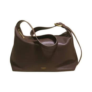 Tanita West Cow Leather Tote Bag Shopping Bag Crossbody Bag Shoulder Bag Large Size Women's Coffee/Black/Cream White