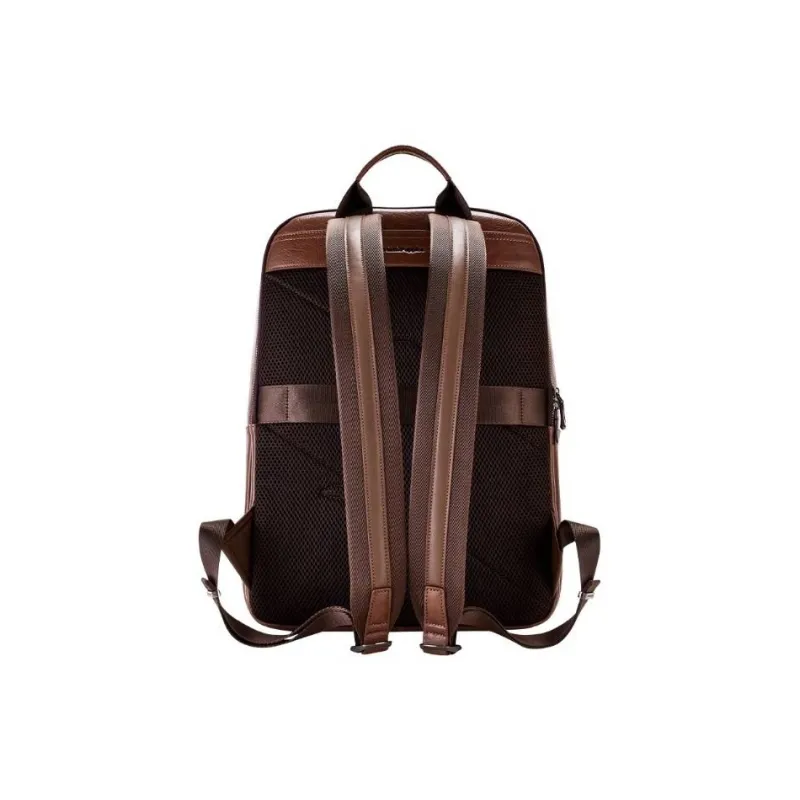 Hush Puppies Cow Leather Backpack Medium Size Men's Coffee-4