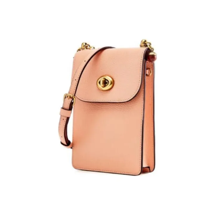 COACH PhoneCrossbody Pebbled Leather Crossbody Cell Phone Pouch Women's Nude-2