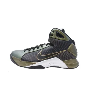 Nike Hyperdunk Supreme Cushioning, Wear Resistant High Top Basketball Shoes Men's Black Green