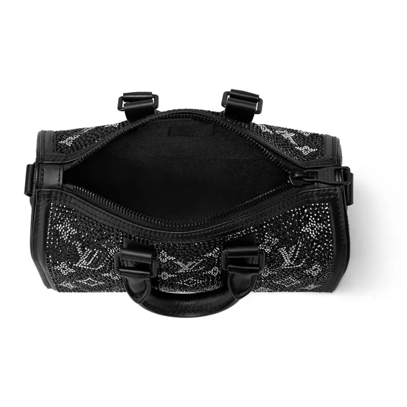 LOUIS VUITTON Keepall Cow Leather Travel Bag, Shoulder Bag, Crossbody Bag, Handbag Men's Black-3
