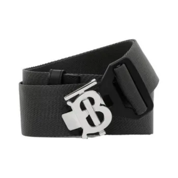 Burberry Polyamide Leather Belts Men's Black Width 4CM