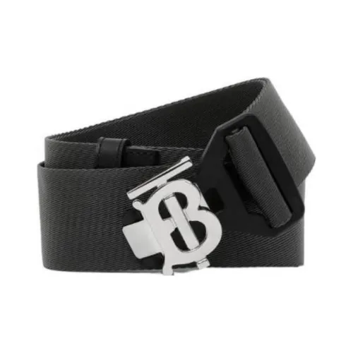 Burberry Polyamide Leather Belts Men's Black Width  4CM