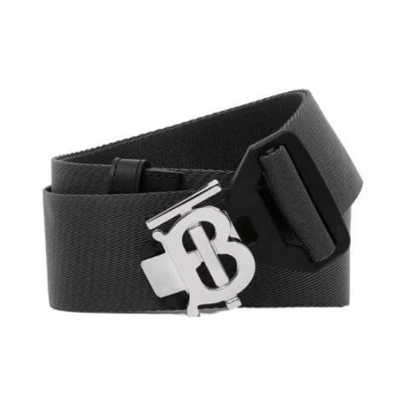 Burberry Polyamide Leather Belts Men's Black Width 4CM-0