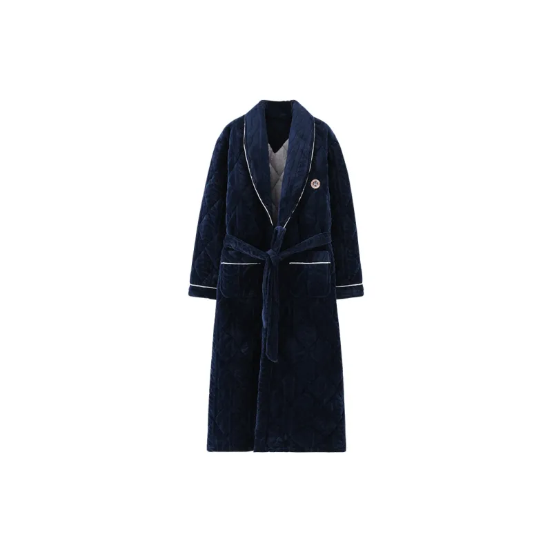 Qin Jing Pajama Robe Men's Dark Royal Blue-0