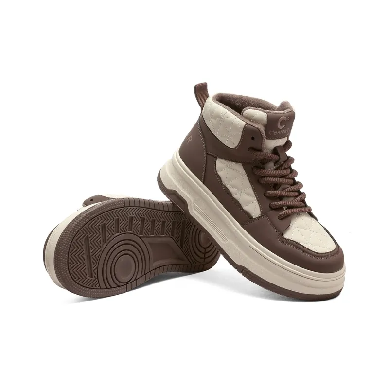 C°BANNER High Top Skateboard Shoes Women's Coffee-3