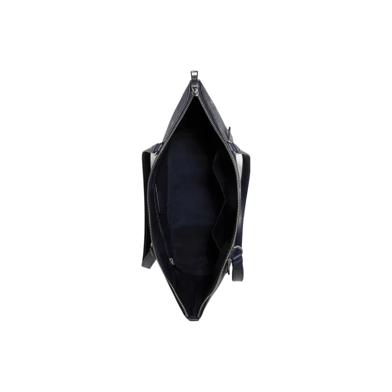 COACH Canvas Monogram With Cow Leather Tote Bag Shopping Bag Shoulder Bags Women's Navy Blue-4