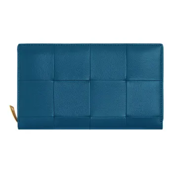 Bottega Veneta CASSETTE Sheepskin Wallet Women's Deep Sea Blue