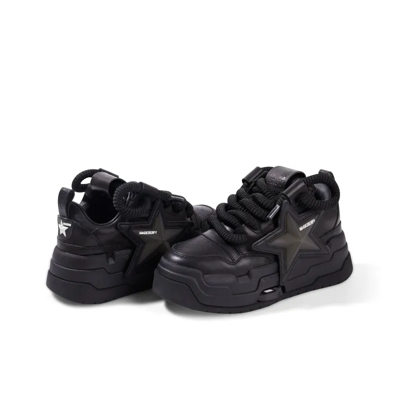 M88M Anti Slip Wear Resistant Mid Top Skateboard Shoes Unisex Night Black-3