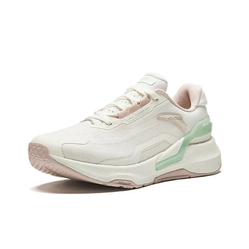 Anta Burning Refinement Abrasion Resistant Slip Resistant Low Top Running Shoes Women's White Green-1