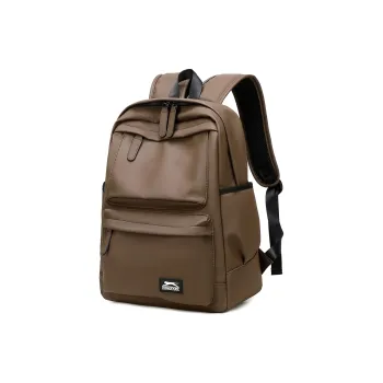 Slazenger PU Travel Bags Backpack Unisex Obsidian Black/Maillard Style Brown