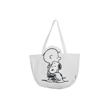 SNOOPY Canvas Canvas Bag Shoulder Bags Unisex White Beige Yellow