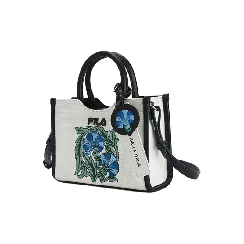 FILA V&A Collaboration Heritage Fabric Handbag, Shoulder Bag, Crossbody Bag Women's White & Black-2