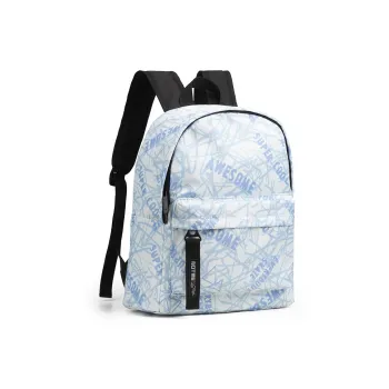 NOT ME Nylon Laptop Backpack Regular Unisex Graffiti Light Blue