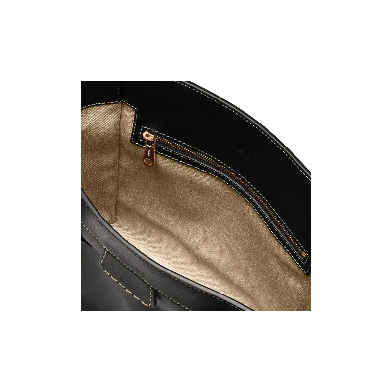 Chloe Cow Leather One Shoulder Handbags Unisex Black-5