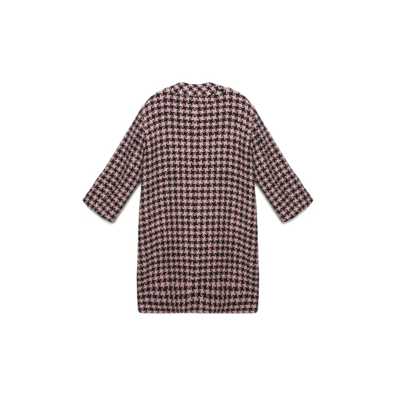 GUCCI Houndstooth Patterned Coat Black Pink-1