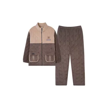 Sha Qian Pajama Set Winter Men's Khaki Brown