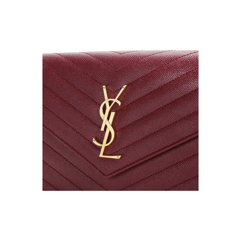 SAINT LAURENT Leather Shoulder Bag Women's Deep Red-6