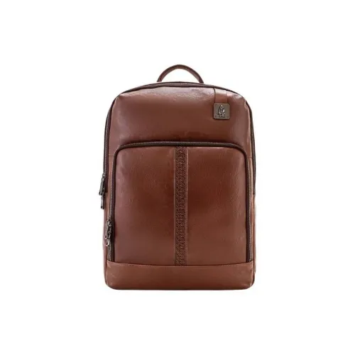 Hush Puppies Cow Leather Backpack Medium Size Men's Coffee