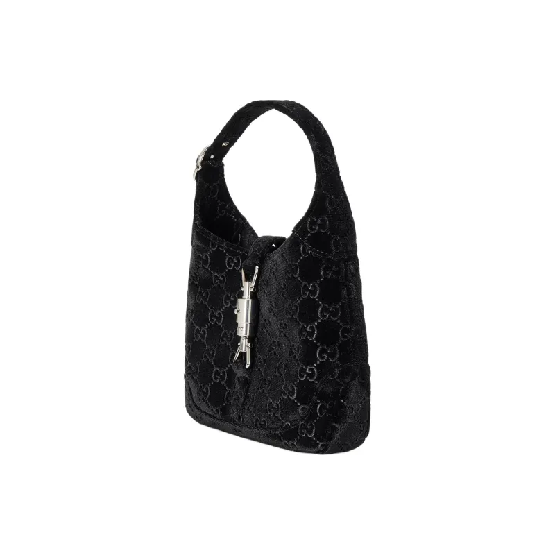GUCCI Jackie 1961 Velvet Handbag, Shoulder Bag Women's Black-2