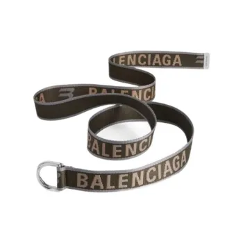 Balenciaga Polyester Leather Belts Men's Dark Green Width 3.5CM