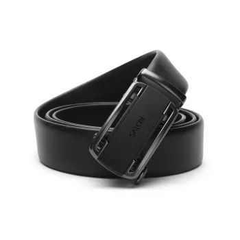Satchi Sanduo Automatic Buckle Belt Matte Alloy Buckle Cow Leather Leather Belts Men's Black Width 3.55cm