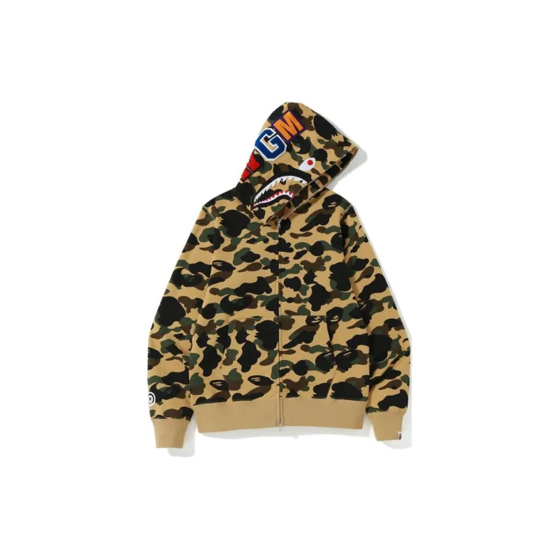 A BATHING APE ® 1st Camo Shark Full Zip Hoodie 'GREEN'-3