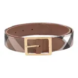 Burberry Logo Identification Leather Belts Women's Brown Width: 3CM