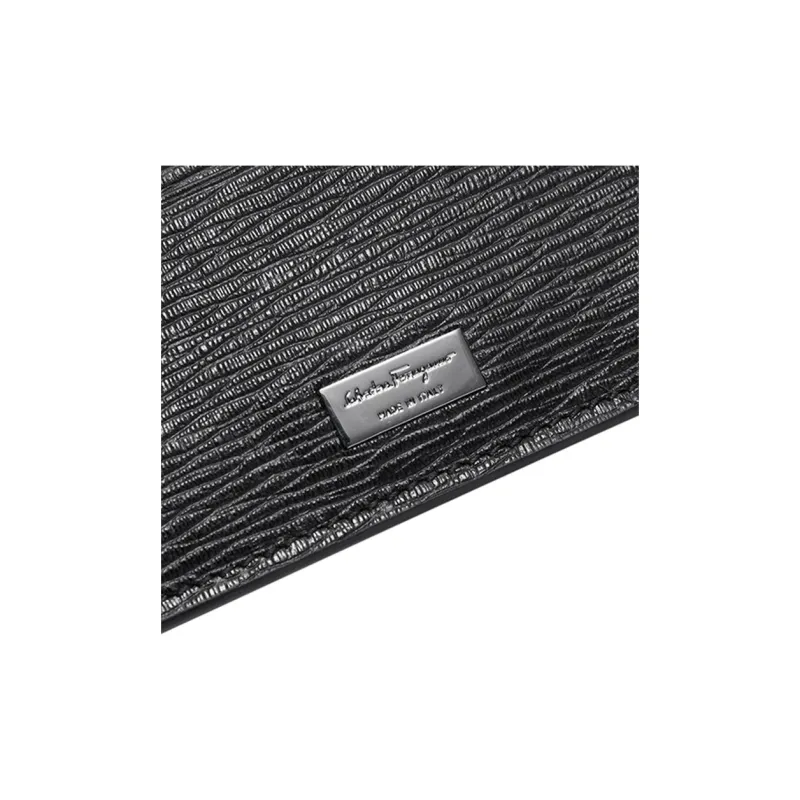 FERRAGAMO Cow Leather Card Holder Men's Black-4